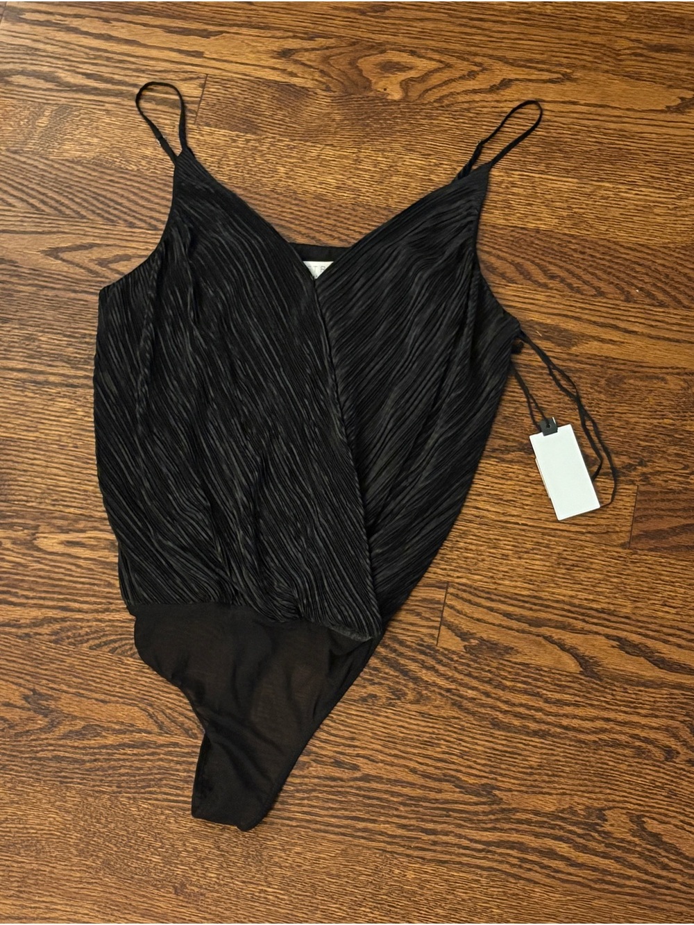 Black Women's Plissé Wrap Bodysuit - Astr